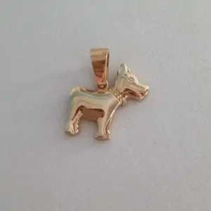 PINGENTE DE MOEDA CACHORRINHO COM 6 PEDRAS